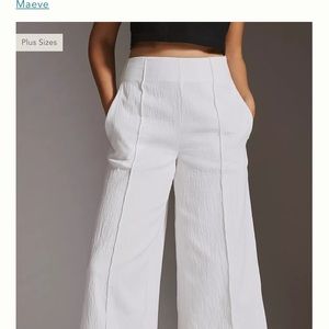 Anthropology Maeve Pintucked Wide-Leg Pants White - 8 new with tags